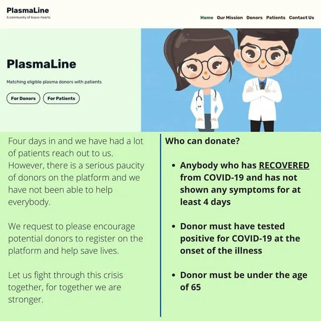 websites for plasma therapy donors